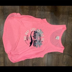 Orange beach tank top. S/CH but fits larger.
